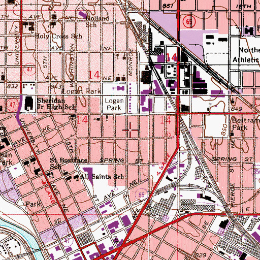 Topographic Map of Webster School (historical), MN