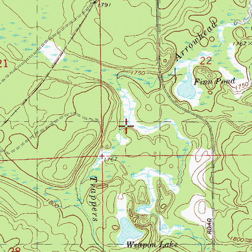 Topographic Map of Trappers Creek, MN