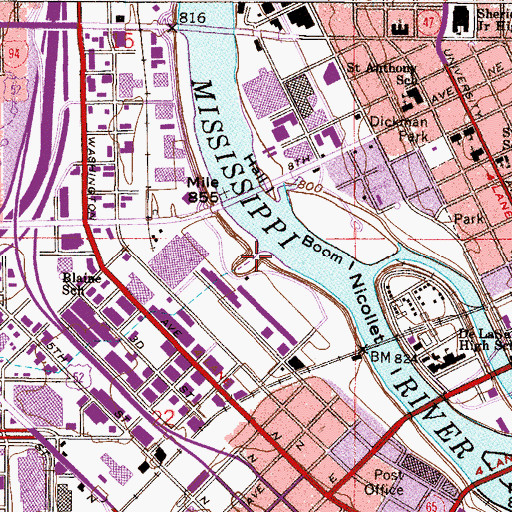 Topographic Map of Bassett Creek, MN