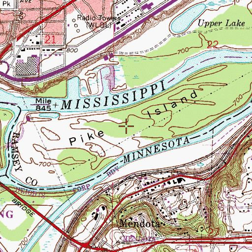 Topographic Map of Pike Island, MN