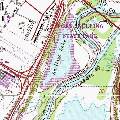 Topographic Map of Snelling Lake, MN