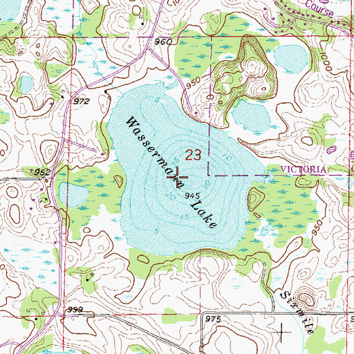 Topographic Map of Wassermann Lake, MN