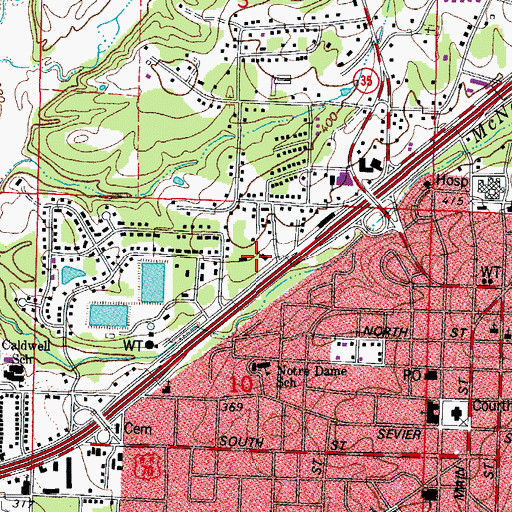 Topographic Map of First Pentecostal Church, AR