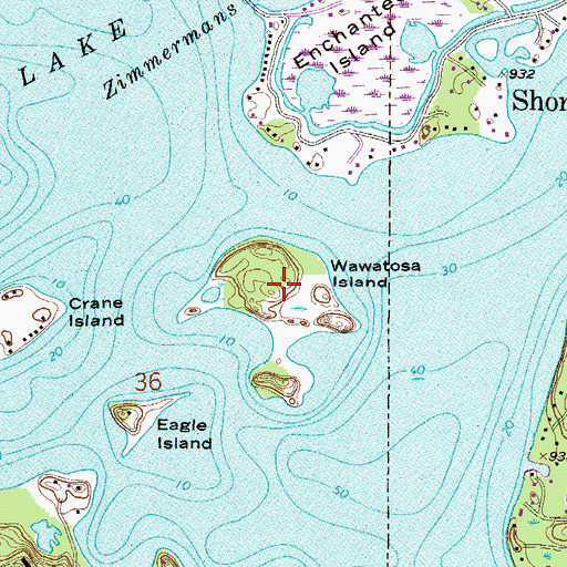 Topographic Map of Wawatosa Island, MN