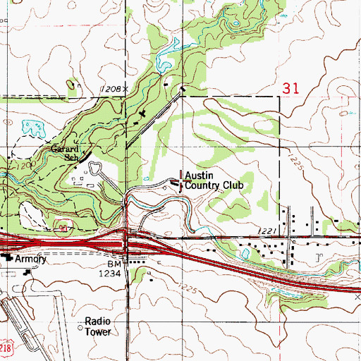 Topographic Map of Austin Country Club, MN