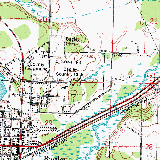 Topographic Map of Bagley Country Club, MN