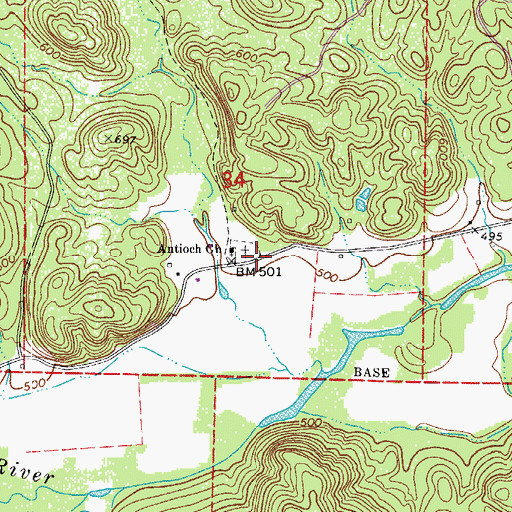 Topographic Map of Blocher, AR