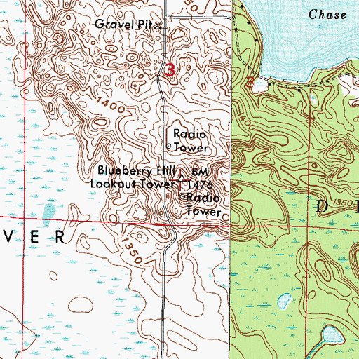 Topographic Map of Blueberry Hill Lookout Tower, MN