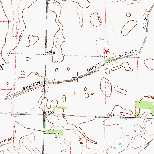 Topographic Map of Branch R County Ditch Number 9, MN