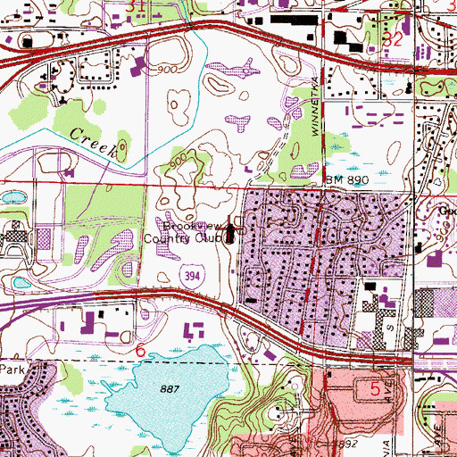 Topographic Map of Brookview Country Club, MN