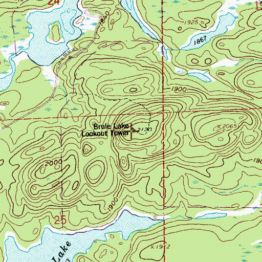 Topographic Map of Brule Lake Lookout Tower, MN