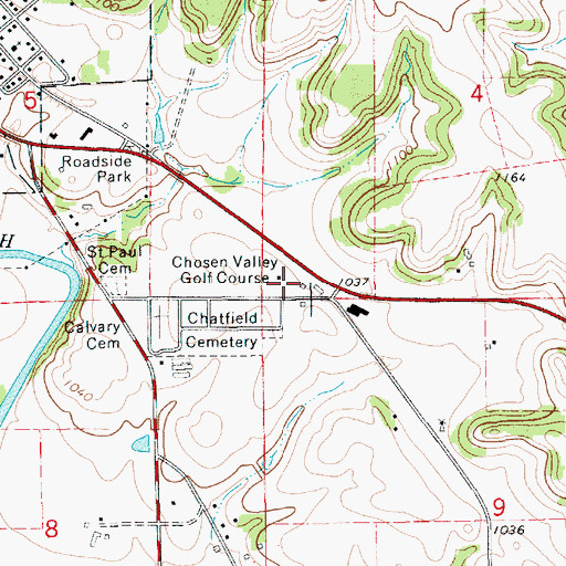 Topographic Map of Chosen Valley Golf Course, MN