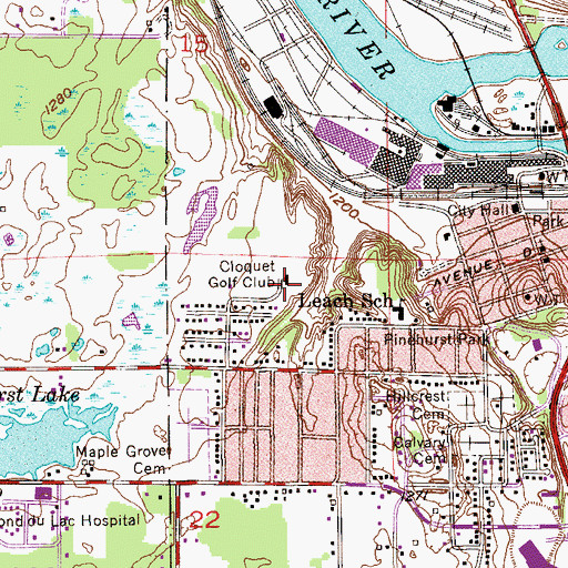 Topographic Map of Cloquet Golf Club, MN