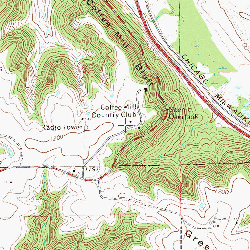 Topographic Map of Coffee Mill Country Club, MN