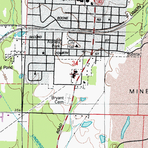 Topographic Map of First Southern Baptist Church, AR