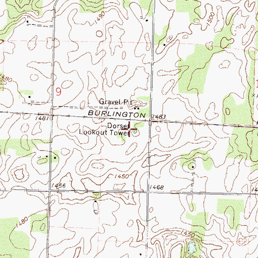 Topographic Map of Dorset Lookout Tower, MN