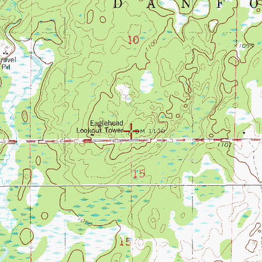 Topographic Map of Eaglehead Lookout Tower, MN