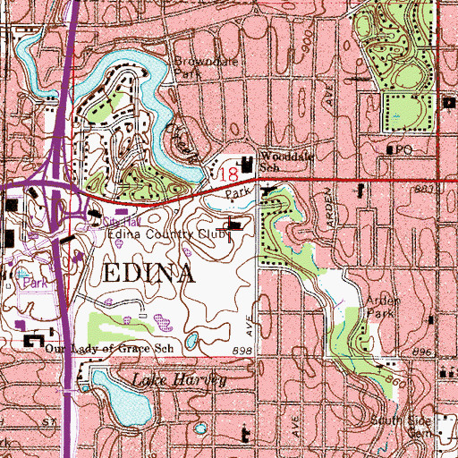 Topographic Map of Edina Country Club, MN
