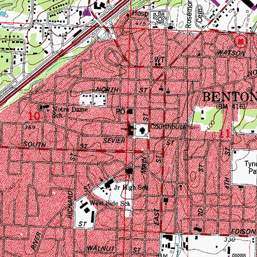 Topographic Map of First United Methodist Church, AR