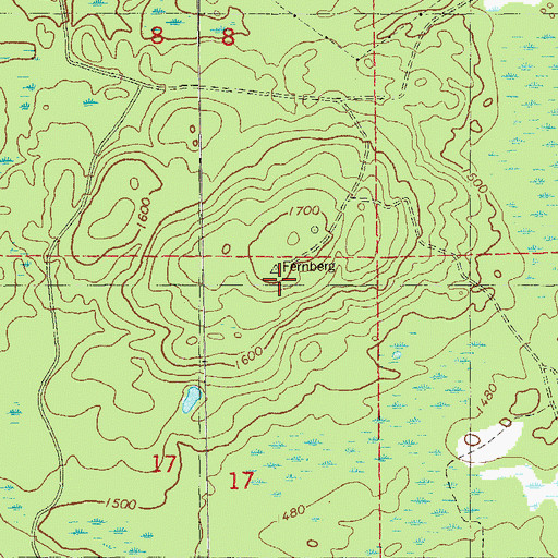 Topographic Map of Fernberg Lookout Tower, MN