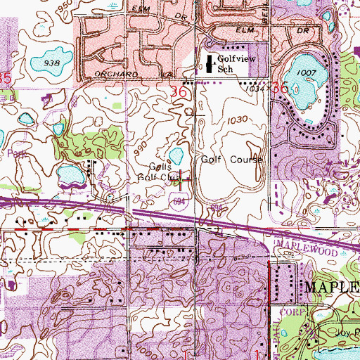 Topographic Map of Manitou Ridge Golf Course, MN