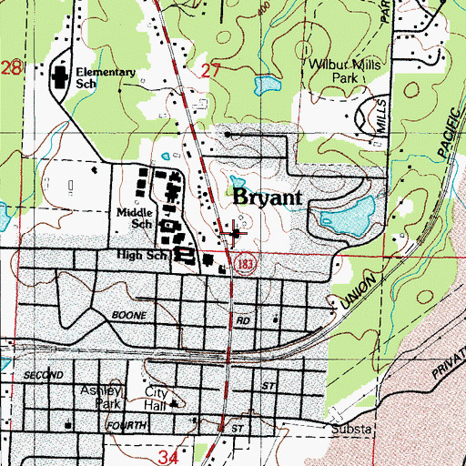 Topographic Map of First United Methodist Church, AR