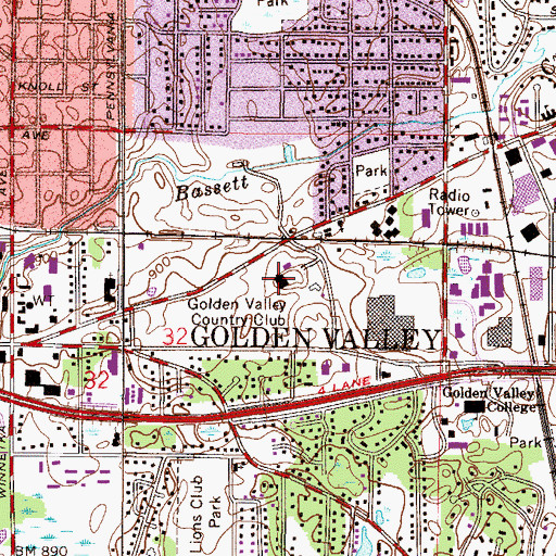 Topographic Map of Golden Valley Country Club, MN