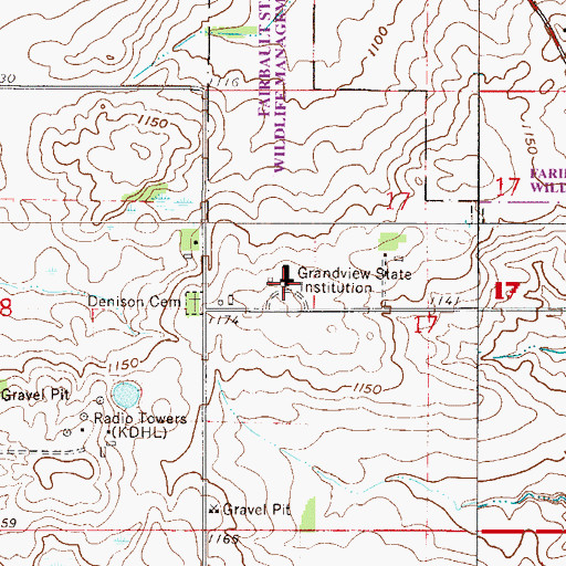 Topographic Map of Grandview State Institution, MN