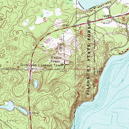 Topographic Map of Gull Lake Lookout Tower, MN