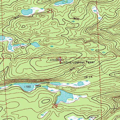 Topographic Map of Gunflint Lookout Tower, MN