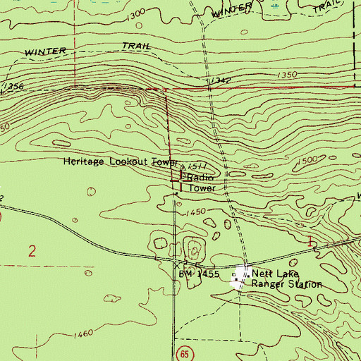 Topographic Map of Heritage Lookout Tower, MN