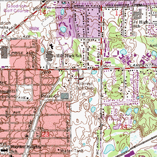 Topographic Map of Hillcrest Golf Club, MN