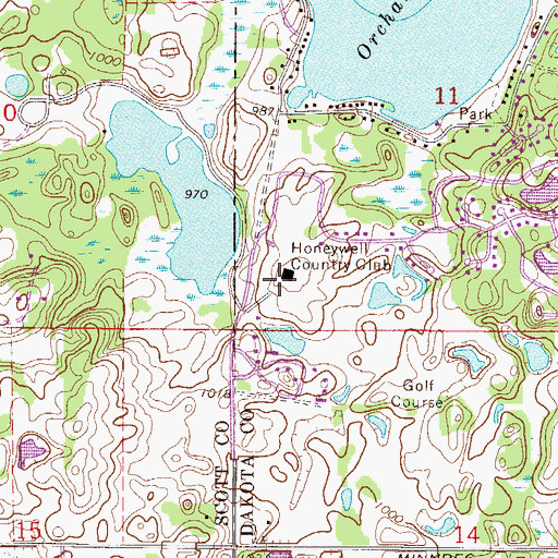 Topographic Map of Honeywell Country Club, MN