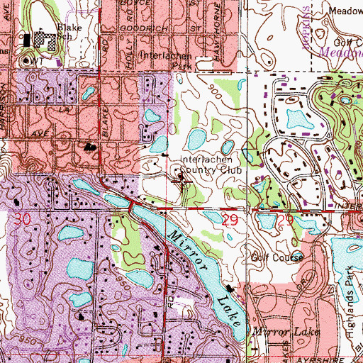 Topographic Map of Interlachen Country Club, MN