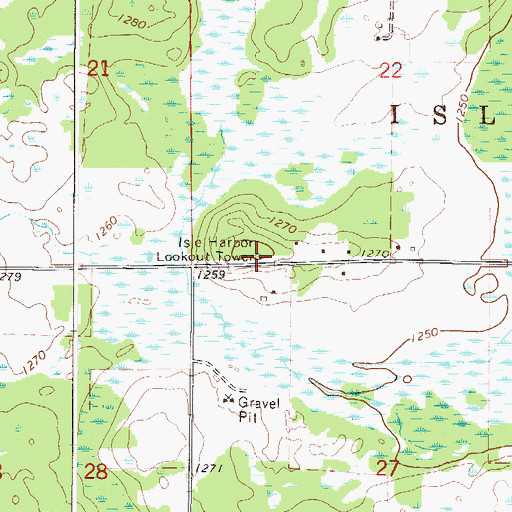 Topographic Map of Isle Harbor Lookout Tower, MN