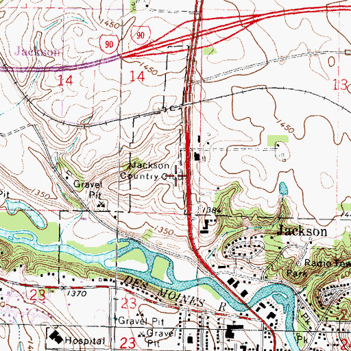 Topographic Map of Jackson Country Club, MN