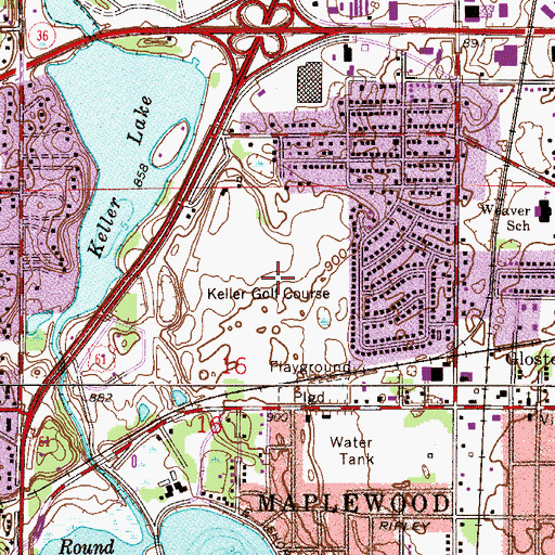 Topographic Map of Keller Golf Course, MN