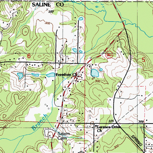 Topographic Map of Freedom Church, AR