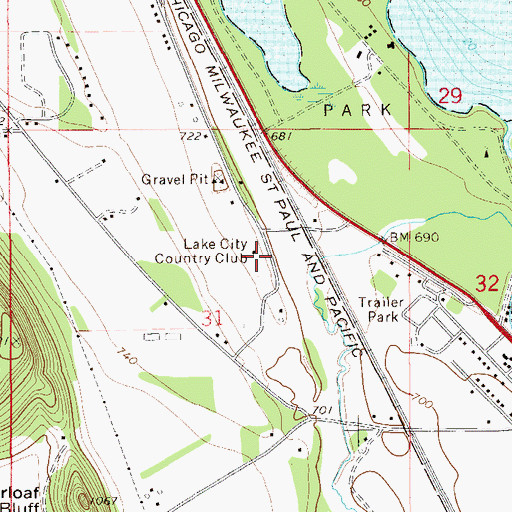Topographic Map of Lake City Country Club, MN