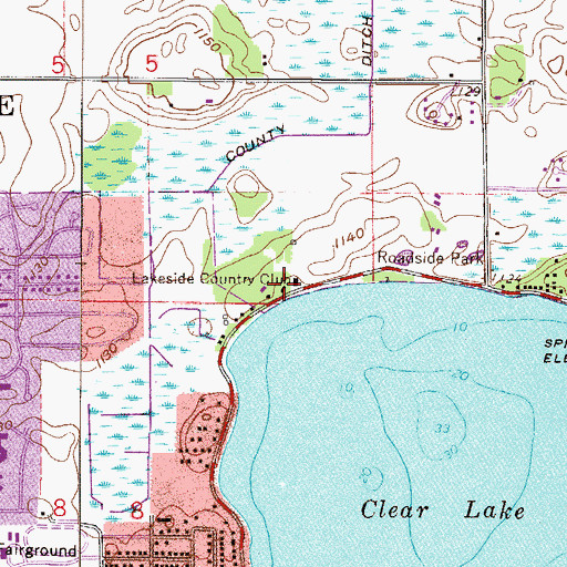 Topographic Map of Lakeside Country Club, MN