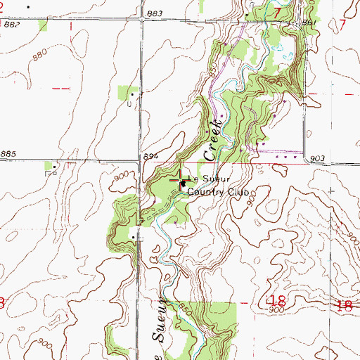 Topographic Map of Le Sueur Country Club, MN