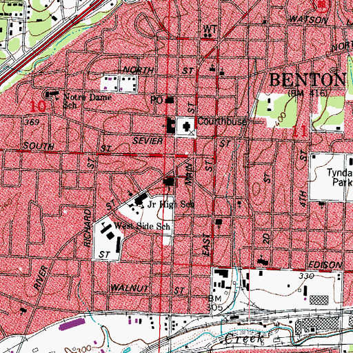 Topographic Map of Gann Museum, AR