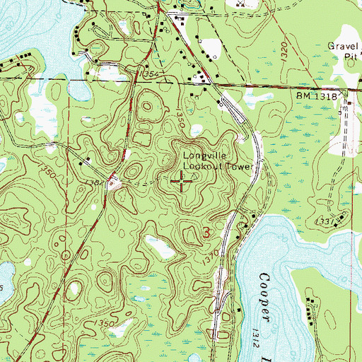 Topographic Map of Longville Lookout Tower, MN