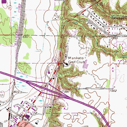 Topographic Map of Mankato Golf Club, MN