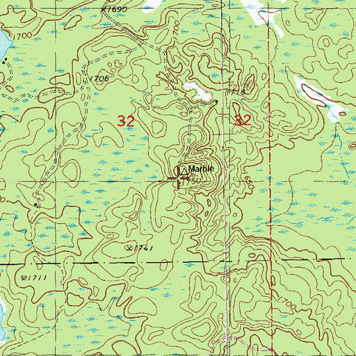 Topographic Map of Marble Lookout Tower, MN