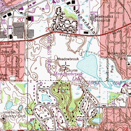 Topographic Map of Meadowbrook Golf Course, MN