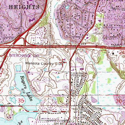Topographic Map of Mendota Country Club, MN