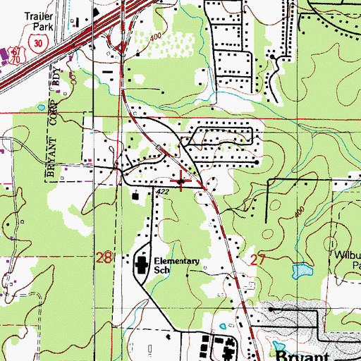 Topographic Map of Grace Missionary Baptist Church, AR