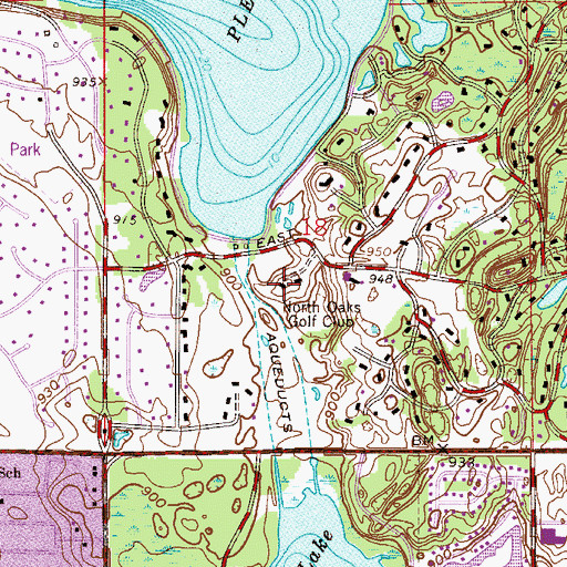 Topographic Map of North Oaks Golf Club, MN