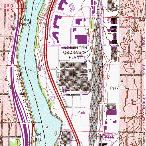Topographic Map of Northern Ordnance Plant, MN